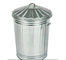 15 L Home Garden Indoor Outdoor Steel Galvanised Metal Kitchen Dustbin With Hand