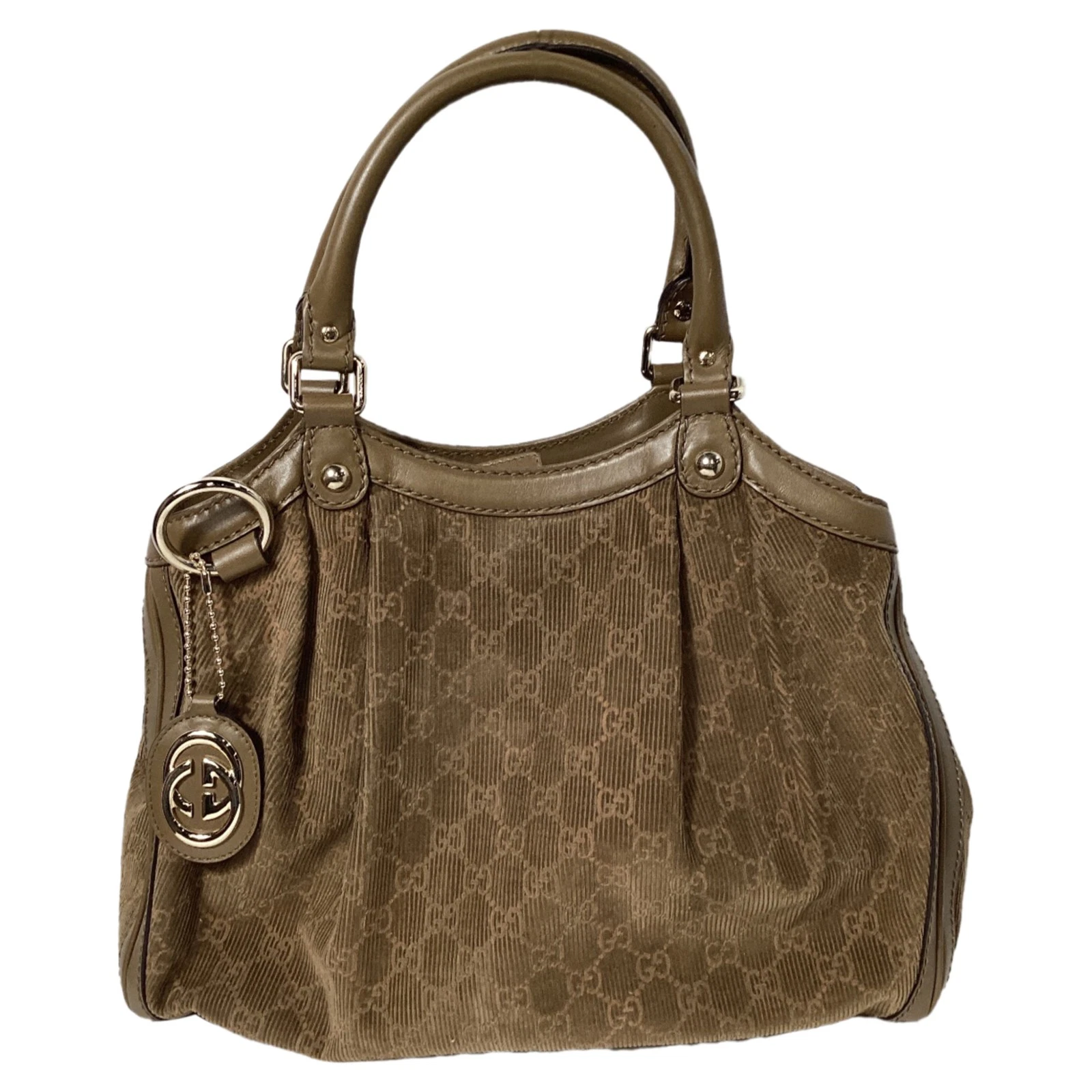 Sac fourre tout Gucci Medium Sukey Gg en velours côtelé marron femme ocre taille unique