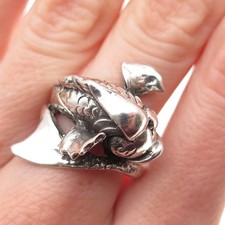 925 Sterling Silver Vintage Koi Fish Oxidized Ring Size 7.5
