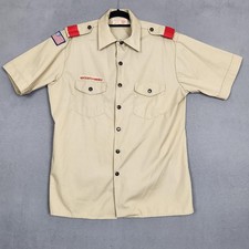 Boy Scouts Of America Shirt Youth 2XL Beige Short Sleeve Uniform BSA Made USA