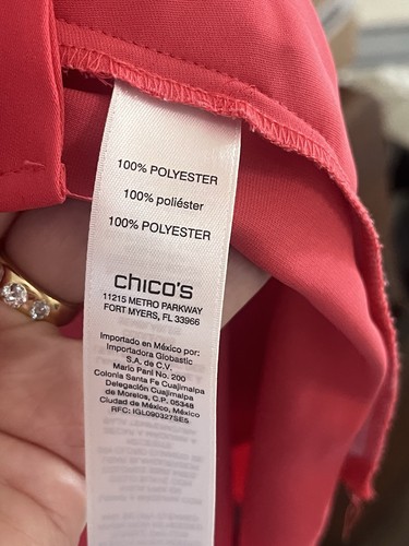 Chicos Sz 3 XL Button Down Blouse Long Sleeves Lightweight Casual Red Office - Picture 7 of 11