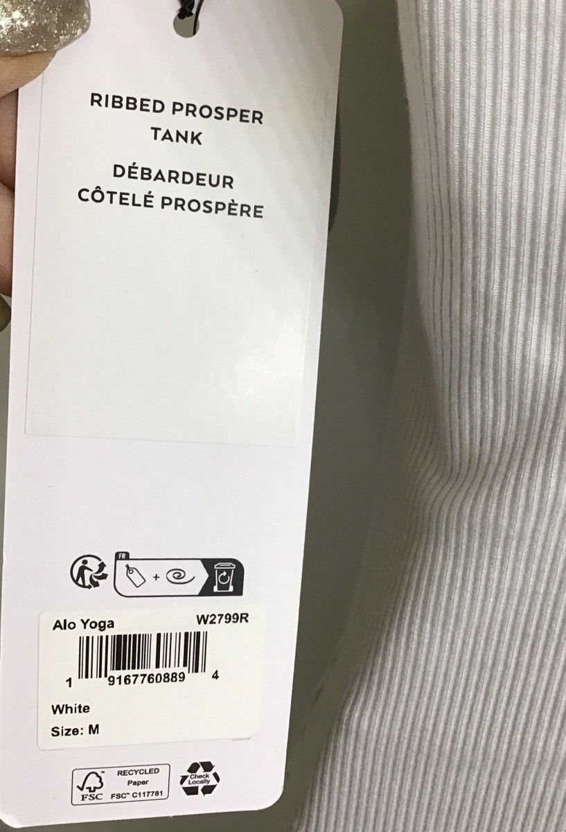 Alo Ribbed Prosper Tank White Logo Front New Size M | eBay