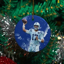 Daniel Jones Star Player - Indianapolis Ball Fan Christmas Ceramic Ornament Gift