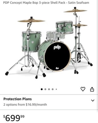 PDP Concept Maple 4-Piece Fusion Shell Pack - Satin Seafoam