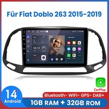 Carplay Android14 Autoradio GPS Navi WIFI DAB+ 32GB Für Fiat Doblo 263 2015-2019