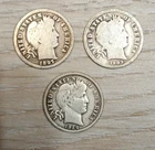 1897, 1903 -O, 1914 D 90% Silver Barber Dime Lot of 3 coins grading  G or Better