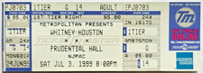 **** WHITNEY HOUSTON **** - UNUSED CONCERT TICKET - 1999 - NEWARK, NJ - VINTAGE
