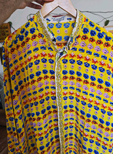 Gianni Versace Rare Men's Silk Dress Shirt Yellow Floral Long Sleeve Size 50
