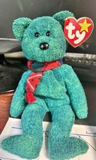 Vintage Ty Beanie Babies Wallace the Bear Plush Toy Christmas Scarf Stuffed