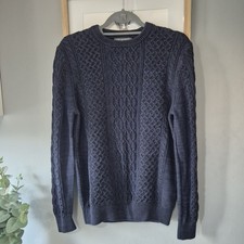 Mens Primark Navy Blue Long Sleeved Crew Neck Knitted Jumper Size M