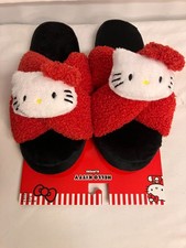 Sanrio Hello Kitty Red  Black Women's Size 9-10 Slippers NWTS 