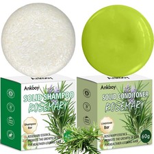 2 Pack Rosemary Oil Shampoo Bar and Conditioner Set Natural Hair Bar Soap for