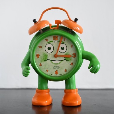 Vintage Zentra Ticki Tack Alarm Clock West Germany Orange Green