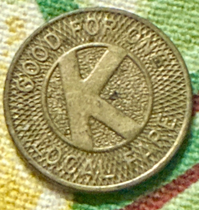 1945 Key System Oakland (Calif.) Transit Token - good for one local fare - toned