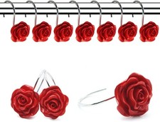 12 PCS Home Fashion Decorative Anti Rust Shower Curtain Hooks Rose Design Shower