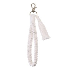 Boho Macrame Keychain Boho Tassel Wrist Keychain Beige
