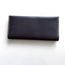 Ezra Arthur No. 12 Long Wallet, Jet Top Stitch Leather Wallet Unisex USA Made