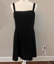 J.R. Nites Little Black Dress Lace Trim Size 12 Polyester/Acetate