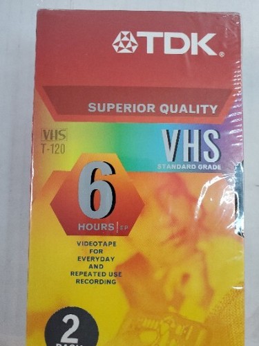 Blank VHS Tapes TDK T-120 VHS Superior Quality DBS 6hr (EP) New Sealed Lot of 2 - Picture 2 of 7