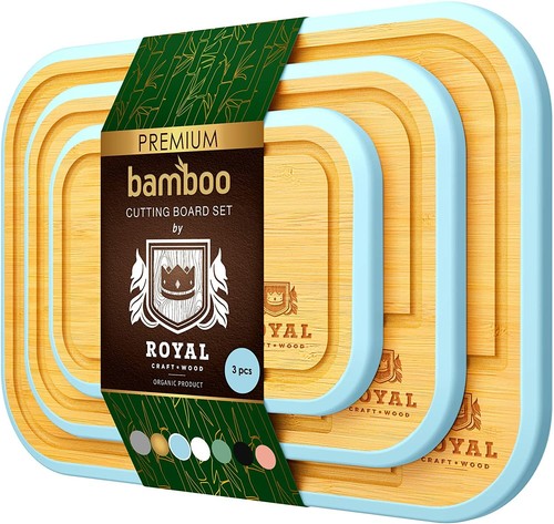 Tabla de cortar de bambú con ranura 3 piezas tabla de cortar cocina para carne y verduras - Imagen 3 de 48