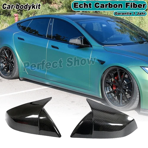  DRY Carbon Spiegelkappen Außenspiegel Mirror Passt für Tesla Model S Plaid 21UP