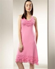 MILLY Orchard Pink Crochet Knit Cotton Halted Dress MEDIUM 6 8 US