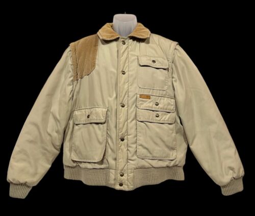 Vintage Pacific Trail Puffer Coat Bomber Jacket Vest Corduroy Accent Size L READ - Picture 2 of 21