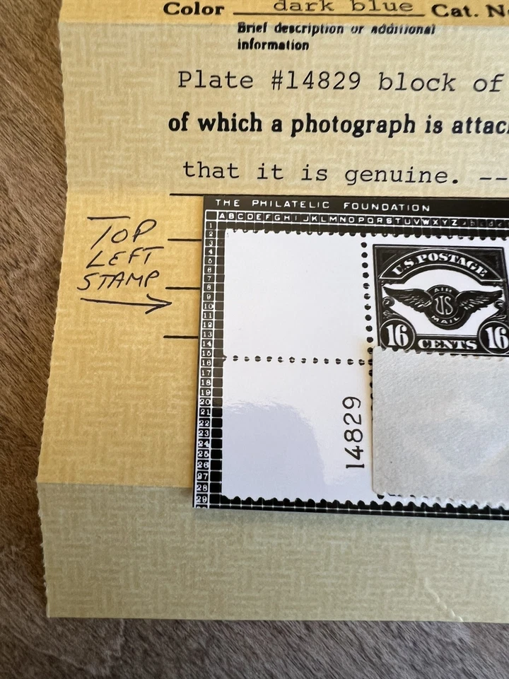 1923 US 16c Plate # 14829 MNH OG Origional Taken From This Plate Certified - Image 3 of 4