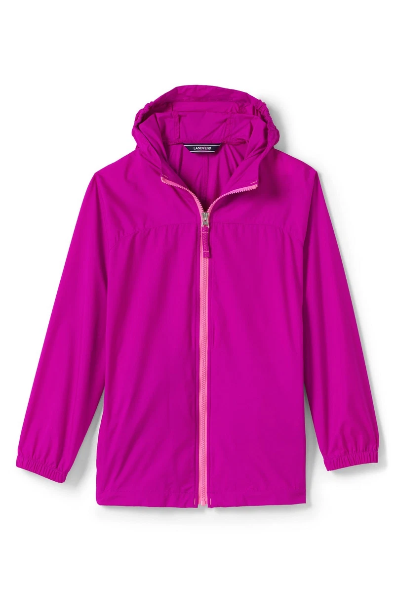 LANDS END Big Girls XL 16 Raspberry Pink Packable Navigator Rain