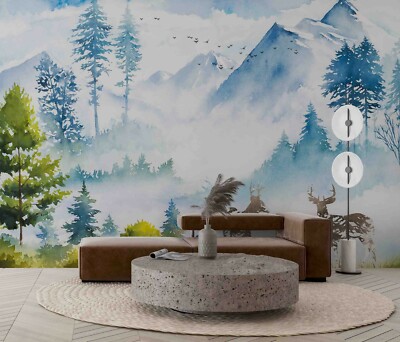 3D Snow Mountain Elk Wallpaper Wall Mural Removable Self-adhesive 1708
