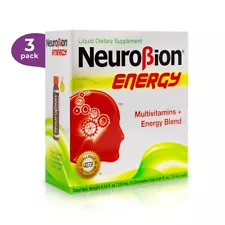 3 PACK - NEUROBION - ENERGY - LIQUID DIETARY SUPPLEMENT - 10 VIALS