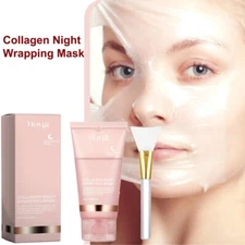 Collagen Night Wrapping Mask, Overnight Peel Off Hydrolyzed Collagen Facial Mask