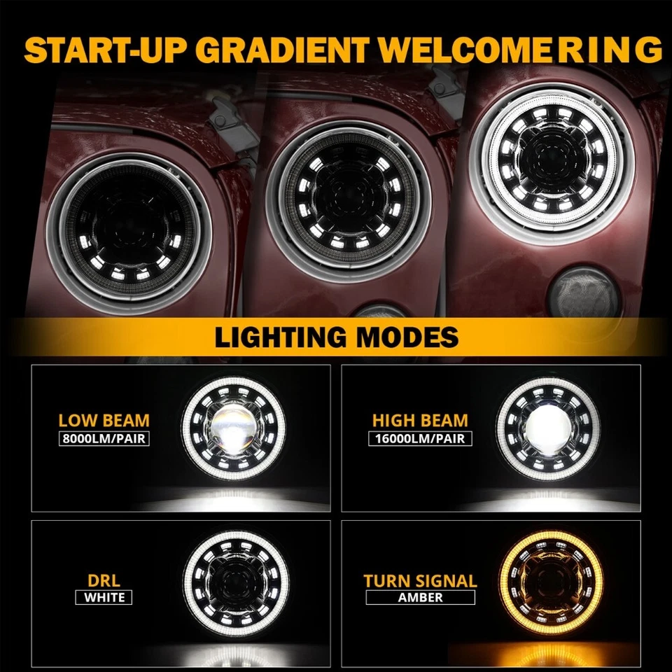 Faro LED redondo Auxbeam de 7 pulgadas haz alto/bajo DRL para Volkswagen Beetle 1967-1979 Foto 2 de 4
