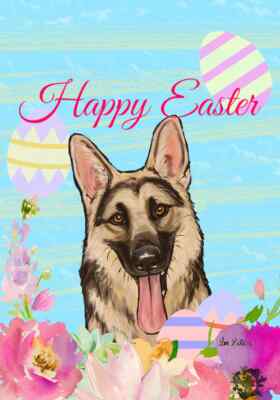 German Shepherd Hippie Hound Studios Easter Flag