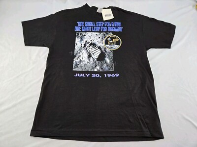 Vintage 1993 Small Step Moon Landing Apollo 11 T-Shirt Size L NOS Single Stitch
