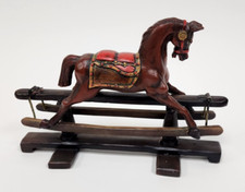 Vintage Mini Replica Rocking Horse Painted Primitive Folk Art MCM Free S H