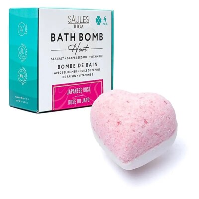 Badekugel - Bath Bomb -  Herz Japanische Rose - 4 Stück Geschenk Packung