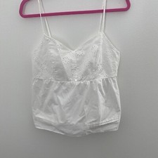 Hippie Rose Cami Top Boho XL White Cotton V-N...