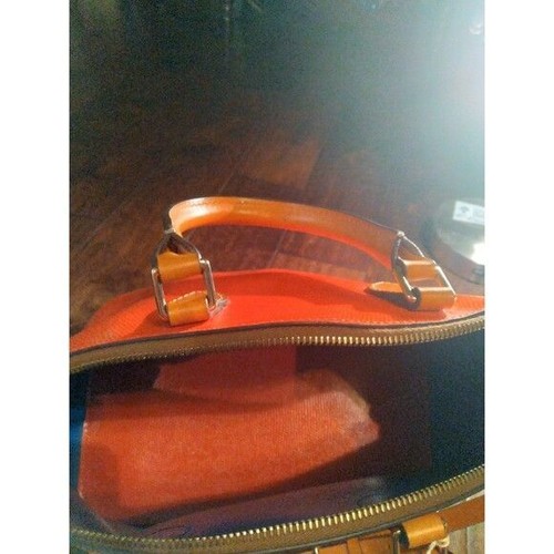 Dooney & Bourke orange Leder Umhängetasche Handtasche mit hellbraunem Besatz abnehmbarer Riemen - Bild 5 von 6