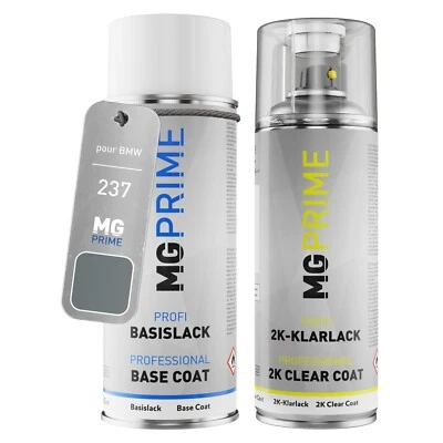 MG PRIME Peinture voiture kit bombe aérosol 2C pour BMW 237 Granitsilber Metallic