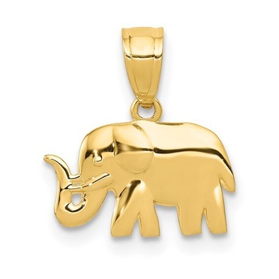 14k Yellow Gold Polished Elephant Pendant approx 1/2'' tall