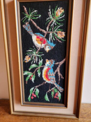 Needlepoint of Kingfisher Birds Springbok, Sudafrica doppia cornice 19 x 11 in - Foto 2 di 12