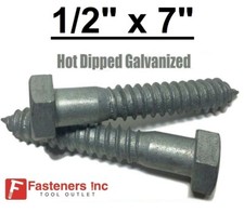  Choose Qty 1/2" x 7" Hot Dipped Galvanized Hex Head Lag Bolt Screw HDG