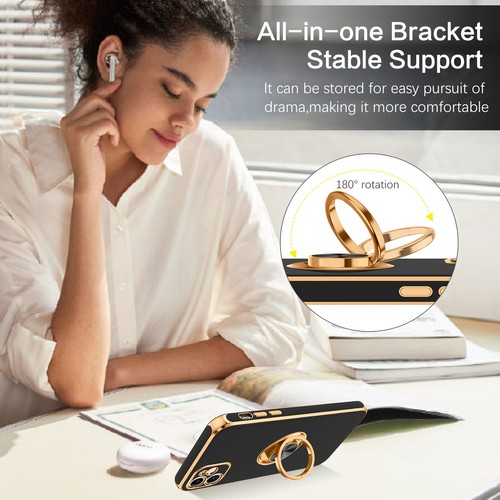 For iPhone 11 6.1" Case Shockproof Protective Rugged Cover & Golden Ring Holder - Bild 6 von 136