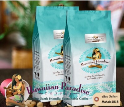  TWO 24oz VANILLA MACADAMIA NUT Hawaiian Paradise Coffee FRESH
