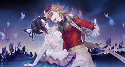 Anime kimetsu no yaiba doushino douma kochou shinobu Stitched Gaming Mat Desk