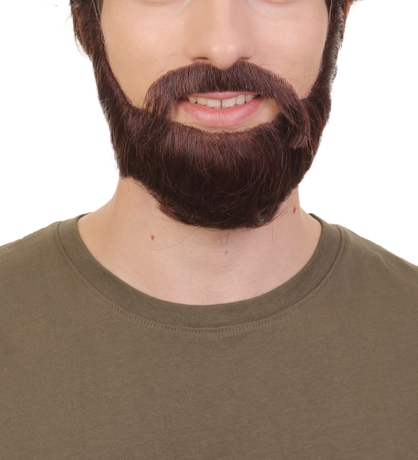 Adult Men's Dark Brown Boxed Beard, High Quality Synthetic Fiber
