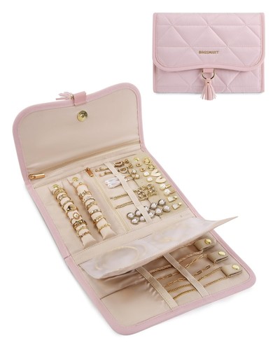 BAGSMART Travel Jewelry Case Organizer, Roll Foldable Jewelry Case for Journe... - Picture 1 of 7