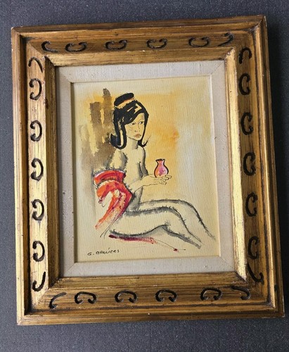 Vintage 20th C. Original Nude Woman Oil on Canvas - G. Broliers -American Framed - Picture 2 of 13