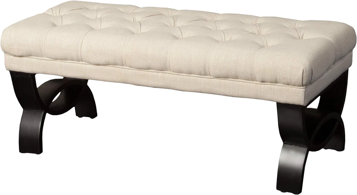 Scarlett Tufted Fabric Ottoman Bench Light Beige eBay